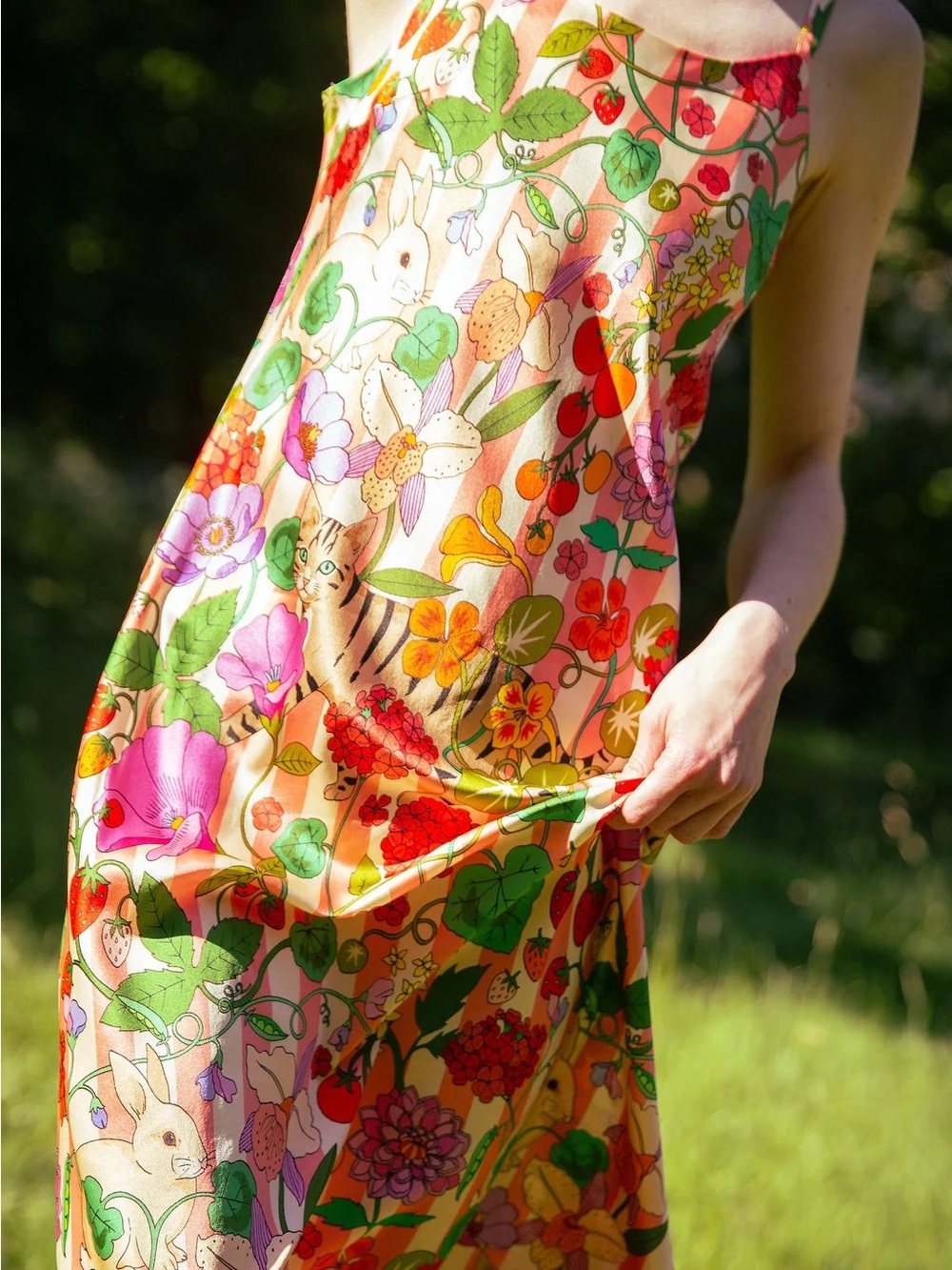 Karen Mabon In The Greenhouse Pink Stripe Silk Dress